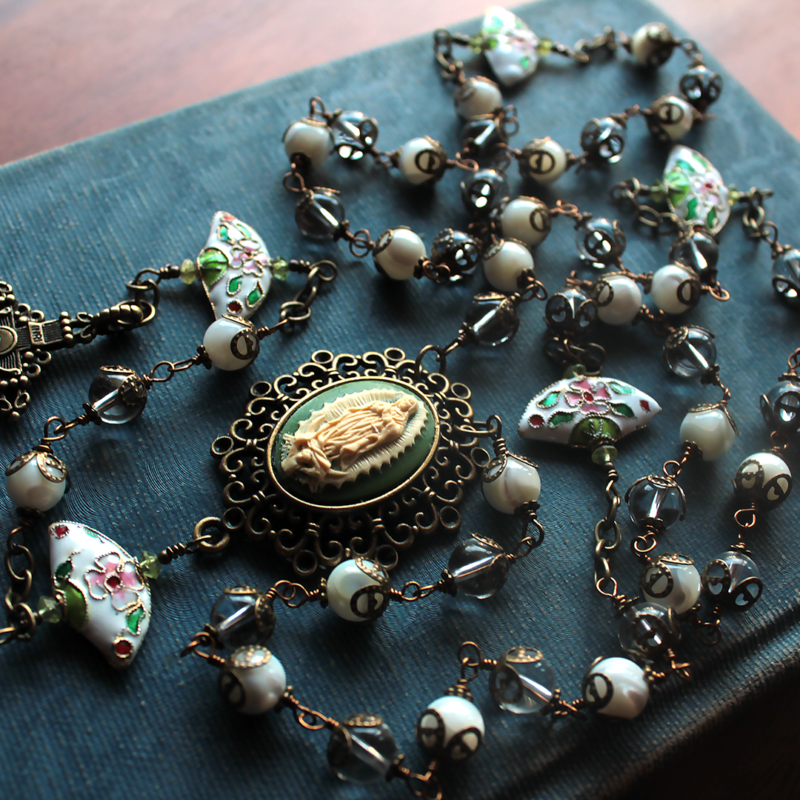 Our Lady of Guadalupe Rosary with Genuine Gemstone Beads.